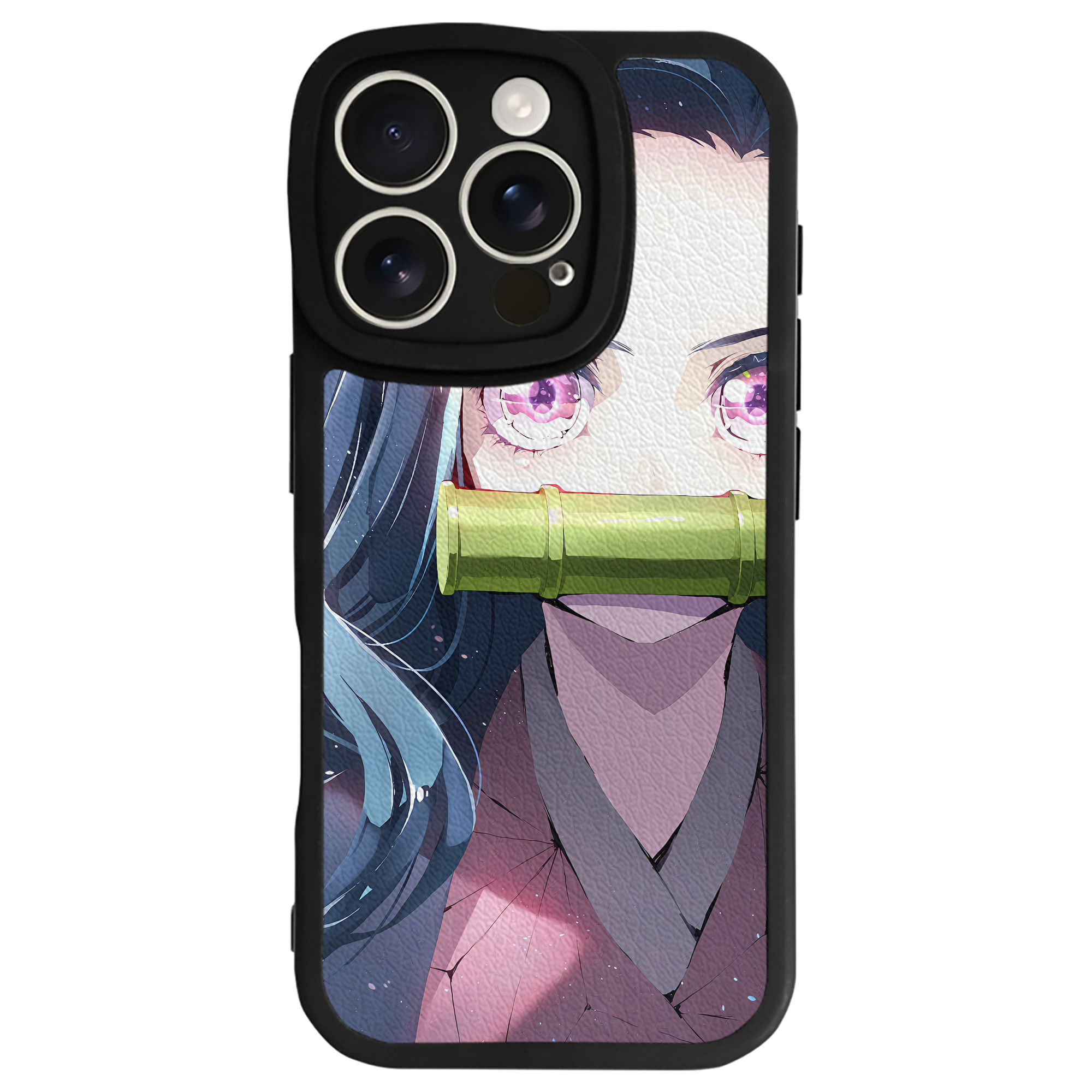 （画像用） 鬼滅の刃（きめつのやいば）竈門 禰󠄀豆子／かまど ねずこ Kamado Nezuko 【iPhone 16シリーズ対応】シリコンスマホケース（レザー調） 材質：シリコン